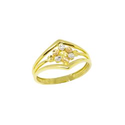 Anel Navete Flor Tricolor em Ouro 18 Kilates � 25447